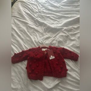 Cozy Red Knit Kids Cardigan